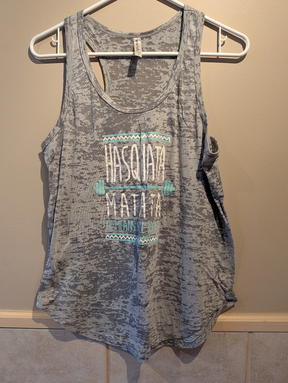 Fun Graphic Women's Tank Top, Grey, Racer back, Size L